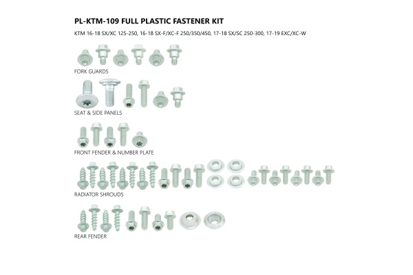 Motocross full plastic fastener kit for Ktm - Altri accessori - AC02436 - UFO Plast
