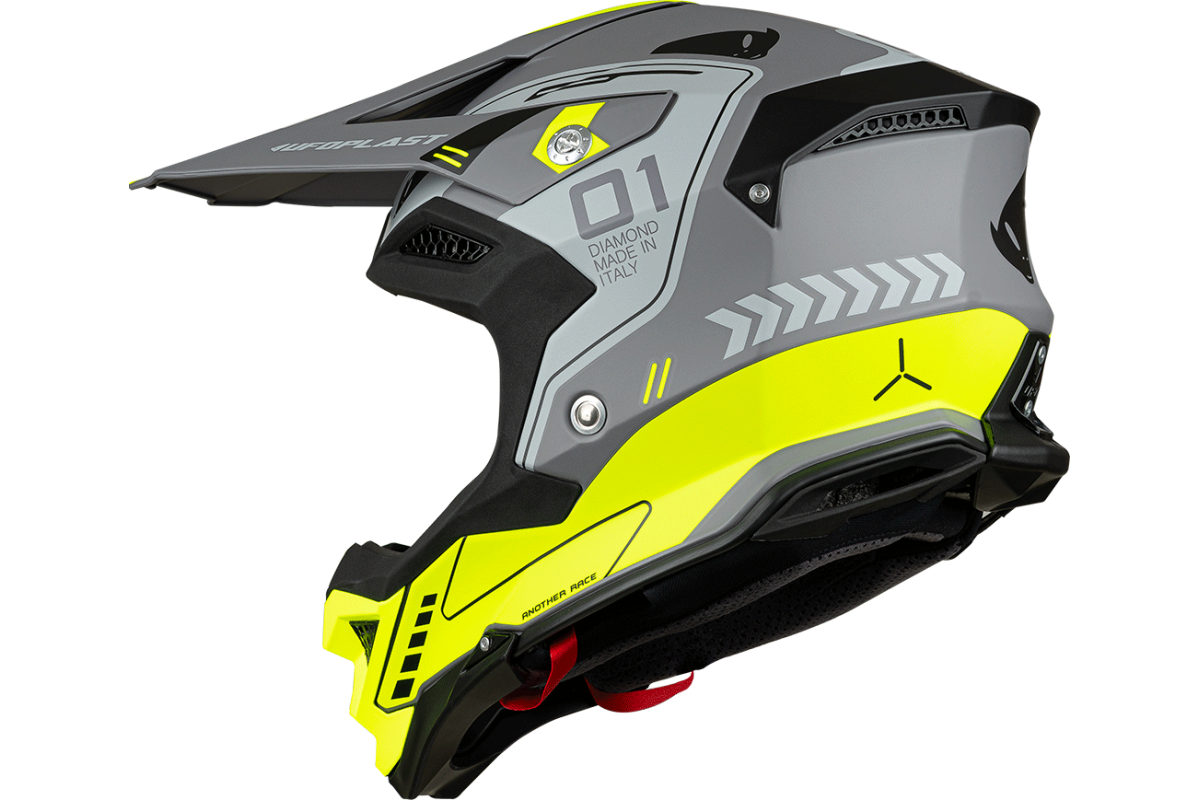 Motocross helmet Diamond grey and neon yellow - Home - he055 - Ufo Plast