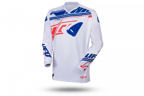 MOTOCROS HERON JERSEY WHITE, BLUE AND RED - ADULT - MG04492-W - UFO Plast