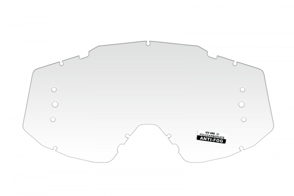 Clear lens with roll off's holes for motocross Mystic goggle - Goggles - LE02201 - Ufo Plast