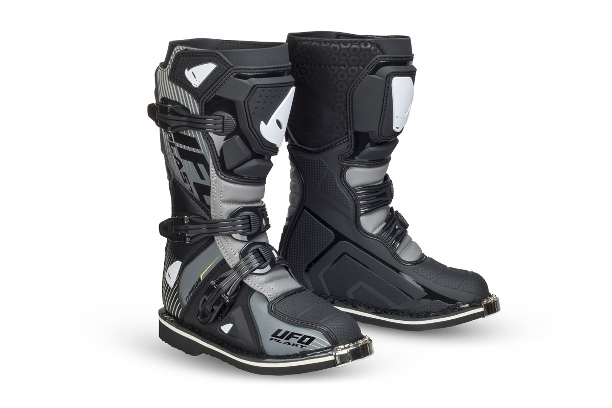 Stivali motocross Typhoon da bambino nero e grigio - Boots - BO008-K - Ufo Plast